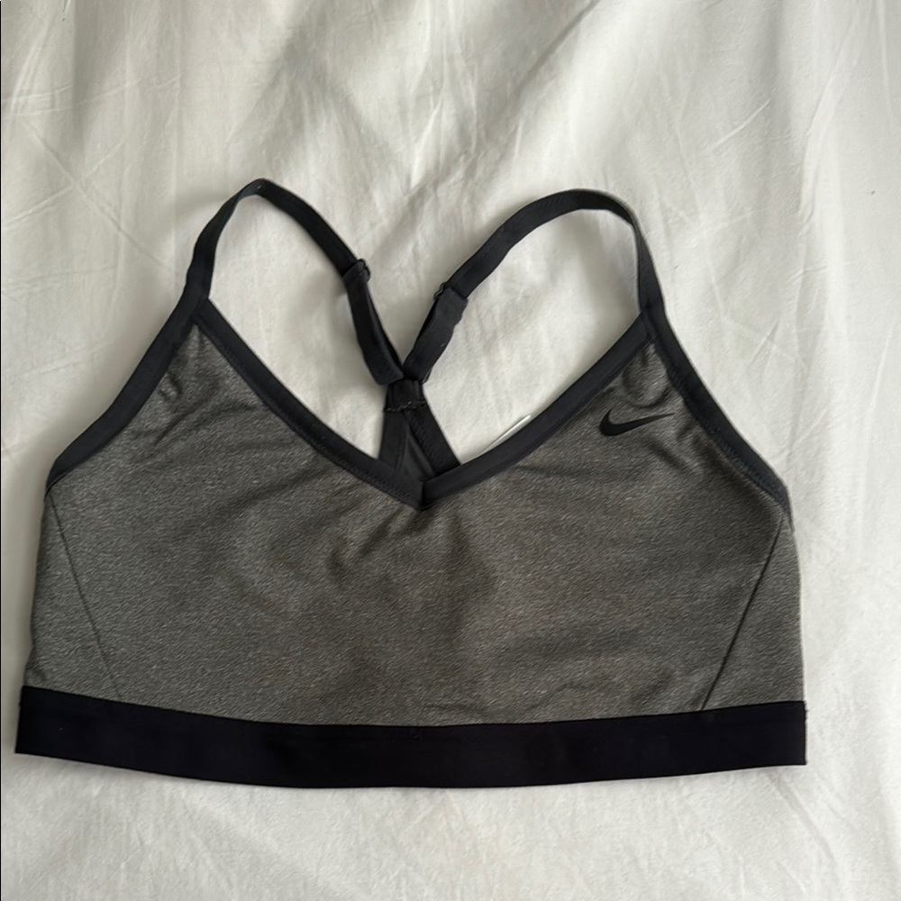 Nike Gray and Black Sports Bra with Adjustable Racerback